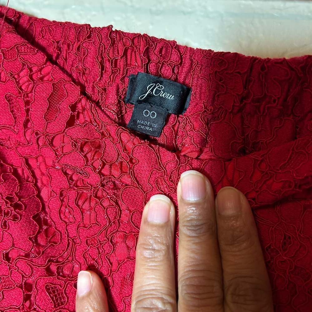 J. Crew Vibrant Red Lace Garment SIZE 00 - Picture 5 of 12